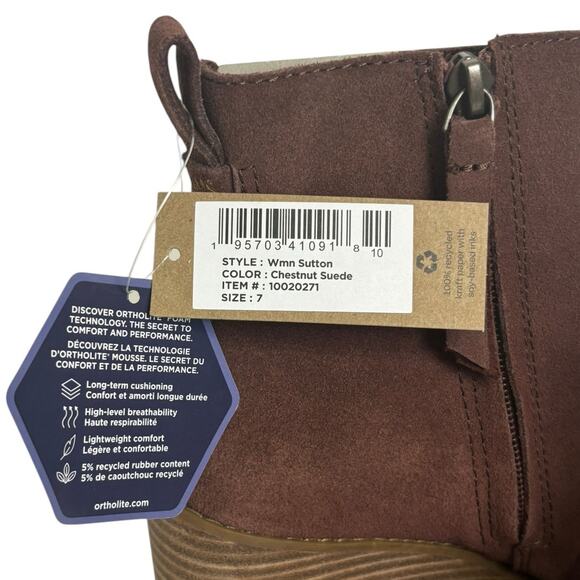 TOMS Women's Sutton Suede Wedge Boots Chestnut Size 7 NEW - Picture 4 of 11